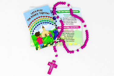 Rosary Booklet & Purple Wooden Rosary.