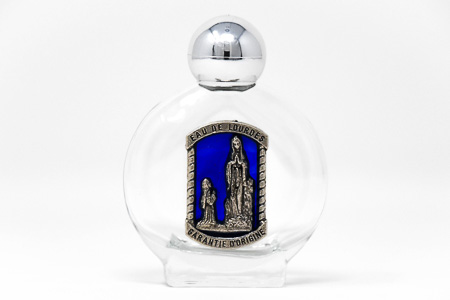 DIRECT FROM LOURDES - Lourdes Holy Water - Round Blue Oval Bottle