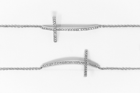 Sterling Silver Cross Bracelet CZ Stones.