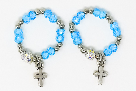 Blue Crystal Finger Rosary Ring.