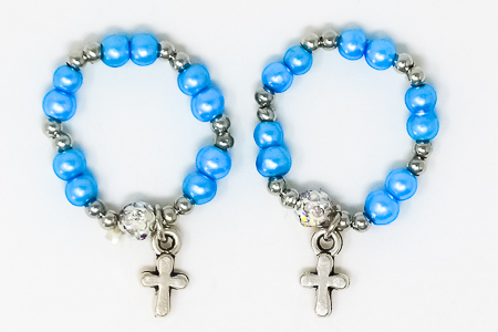 Light Blue Finger Rosary Ring.