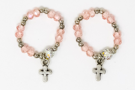 Pale Pink Finger Rosary Ring.