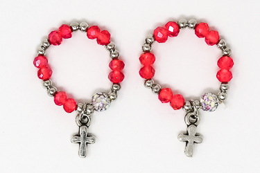 Red Crystal Finger Rosary Ring.