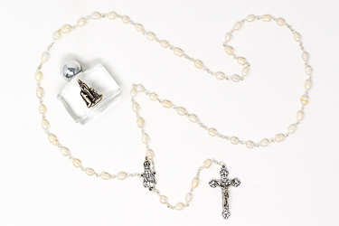 Our Lady of Fatima Silver Pearl Rosary.