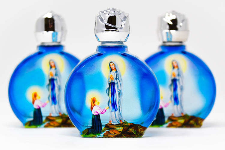 DIRECT FROM LOURDES - Lourdes Holy Water - 3 Round Blue Bottles