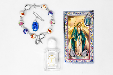 Miraculous Medal Glass Bracelet Gift Set..