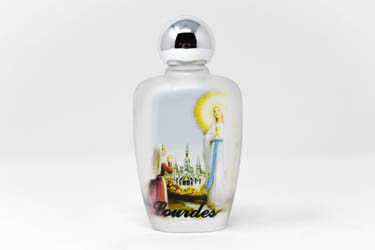 Lourdes Holy Water in a Oval Glass Bottle 